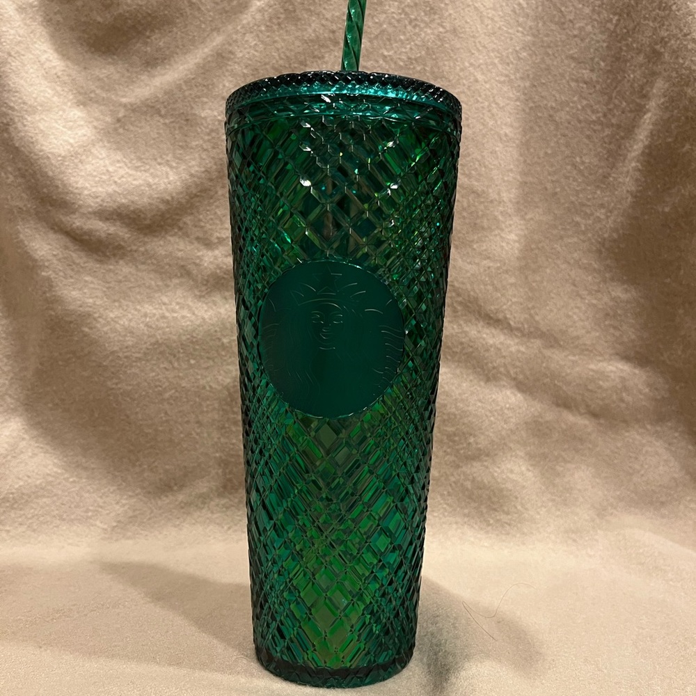 Starbucks 2021 Emerald Green Jewel Diamond Venti Tumbler Cup - 24 oz